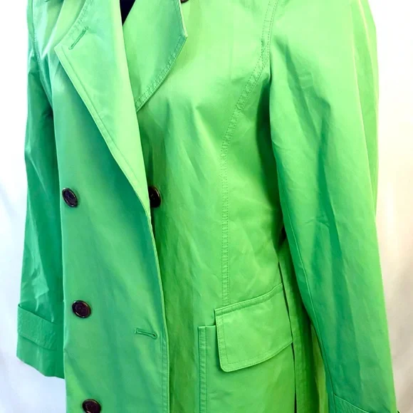 Anne Klein Spring Lime Green Belted Trench Coat - Picture 3 of 12